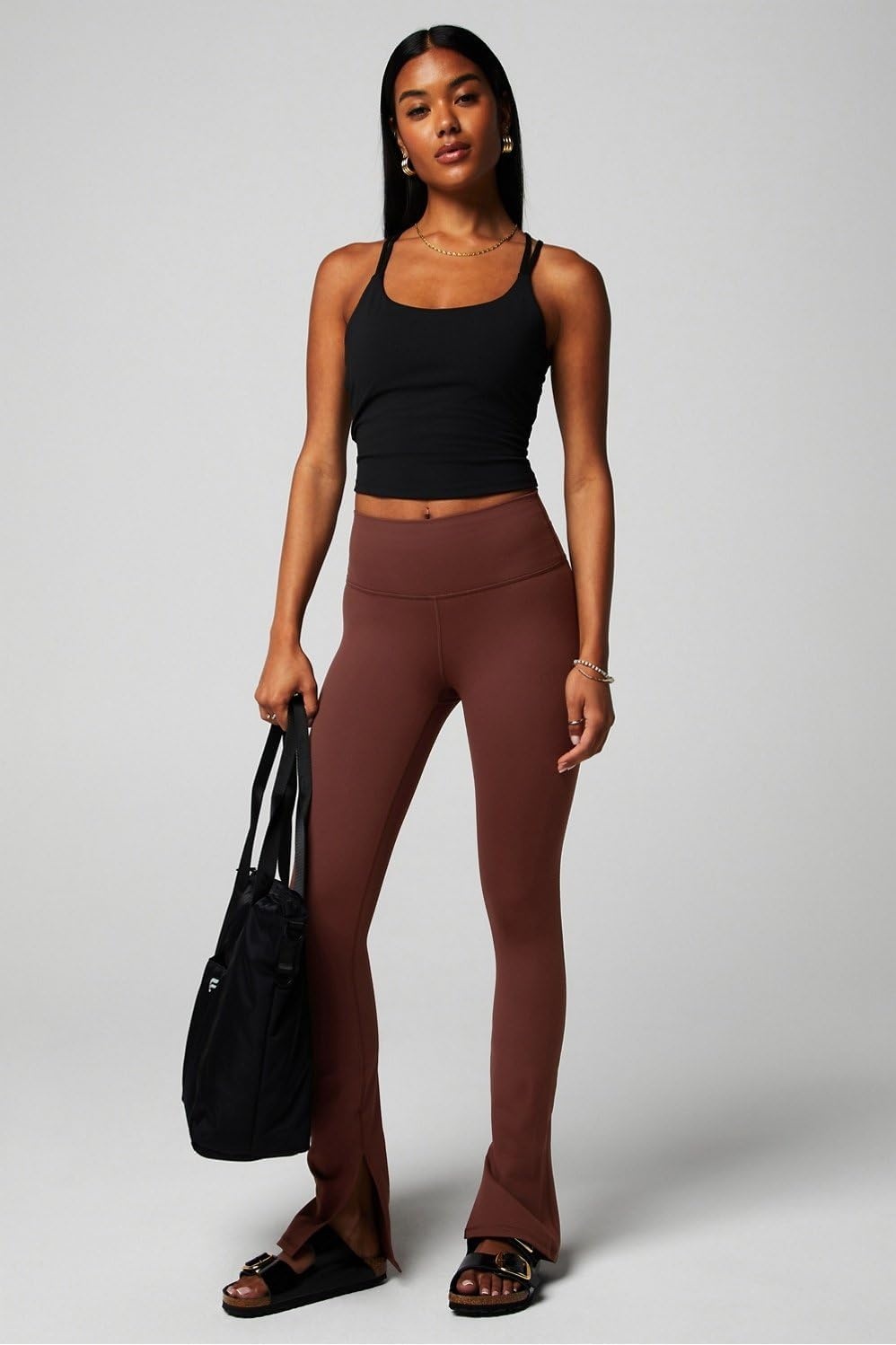 image:imageDefine PowerHold Split Hem Flare Pant MoistureWicking 4Way StretchSepia