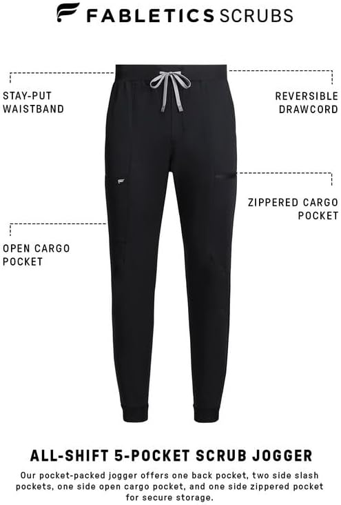 image:imageFabletics Mens AllShift 5Pocket Scrub Jogger MotionTech 4Way Stretch PocketPacked Lightweight SemiSlim FitBlack