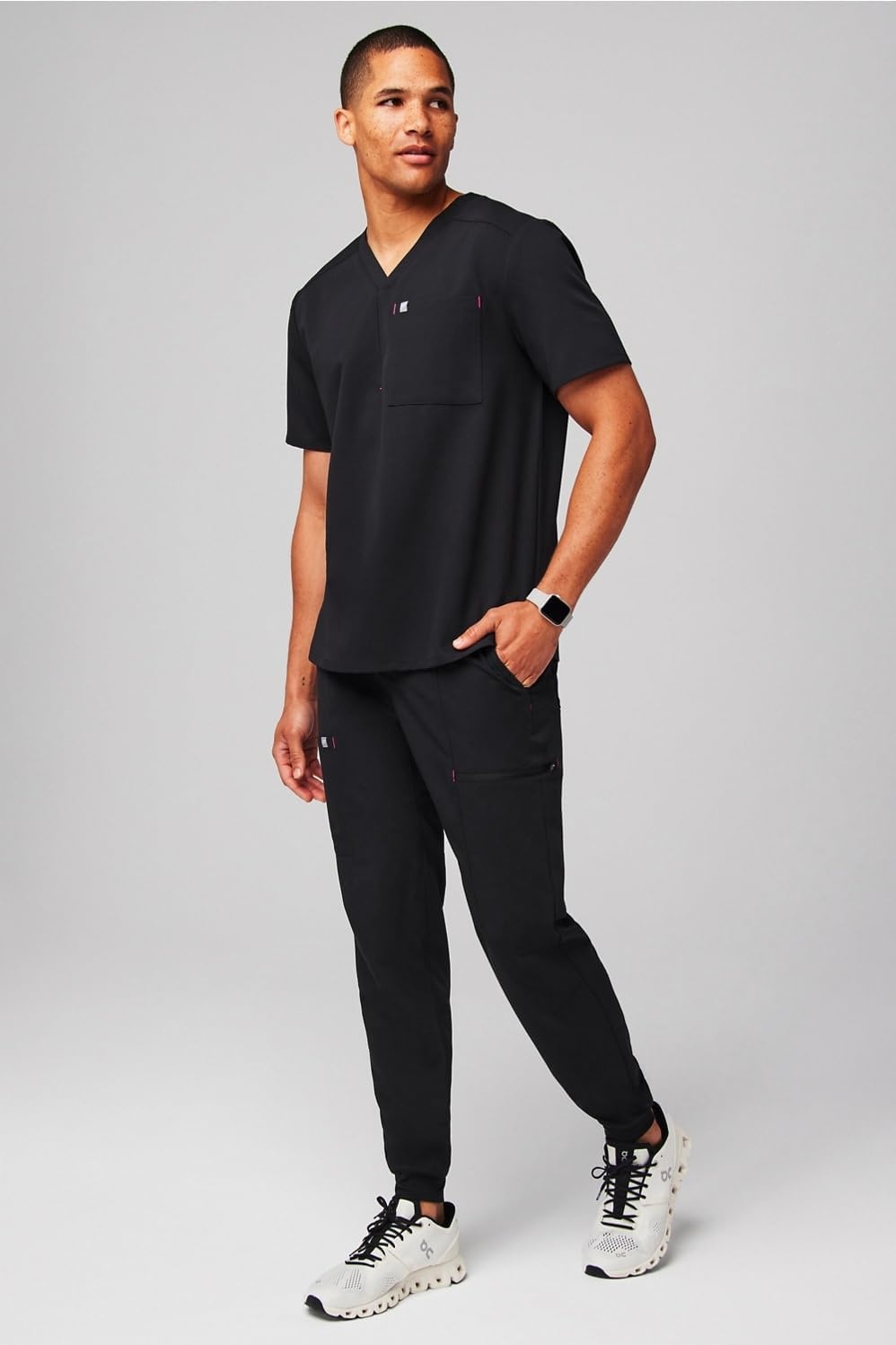 image:imageFabletics Mens AllShift 5Pocket Scrub Jogger MotionTech 4Way Stretch PocketPacked Lightweight SemiSlim FitBlackHibiscus