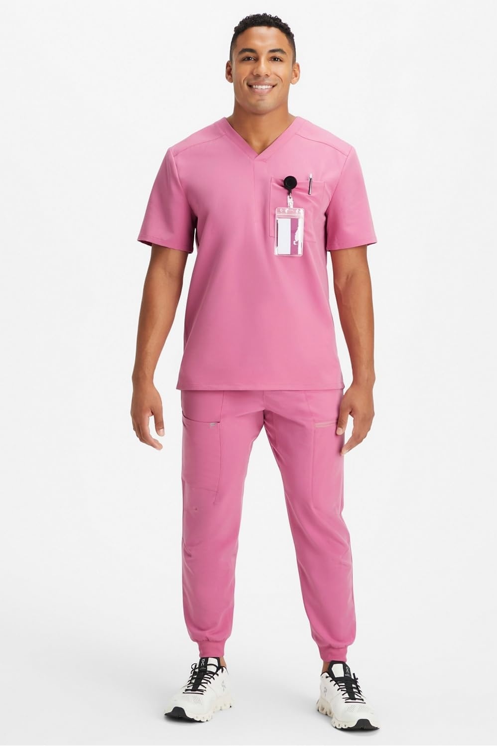 image:imageFabletics Mens AllShift 5Pocket Scrub Jogger MotionTech 4Way Stretch PocketPacked Lightweight SemiSlim FitCashmere Pink