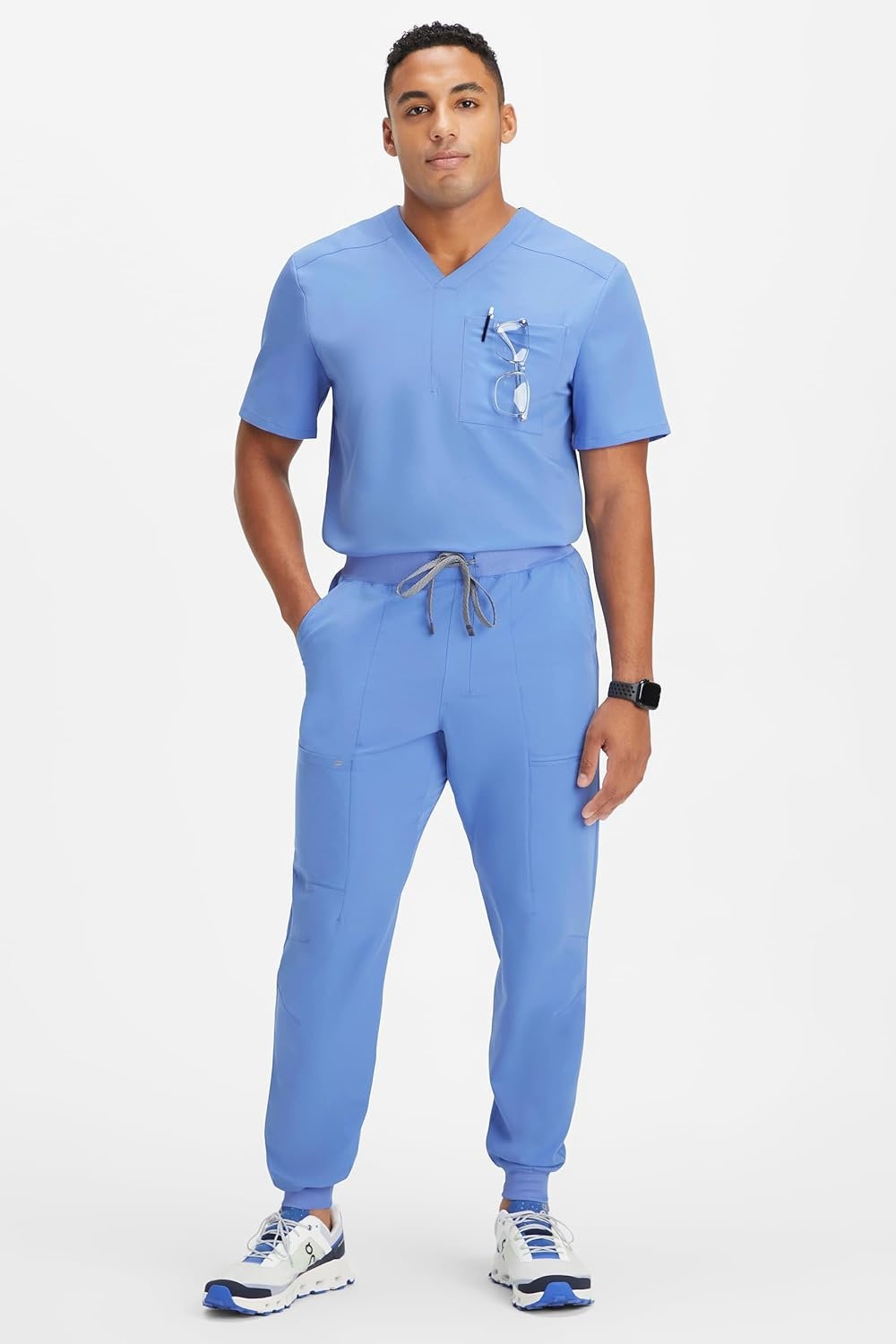 image:imageFabletics Mens AllShift 5Pocket Scrub Jogger MotionTech 4Way Stretch PocketPacked Lightweight SemiSlim FitCeil Blue