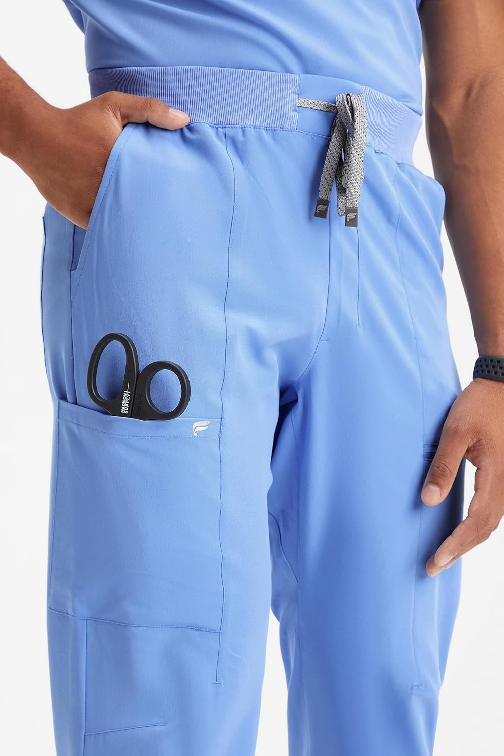 image:imageFabletics Mens AllShift 5Pocket Scrub Jogger MotionTech 4Way Stretch PocketPacked Lightweight SemiSlim FitCeil Blue
