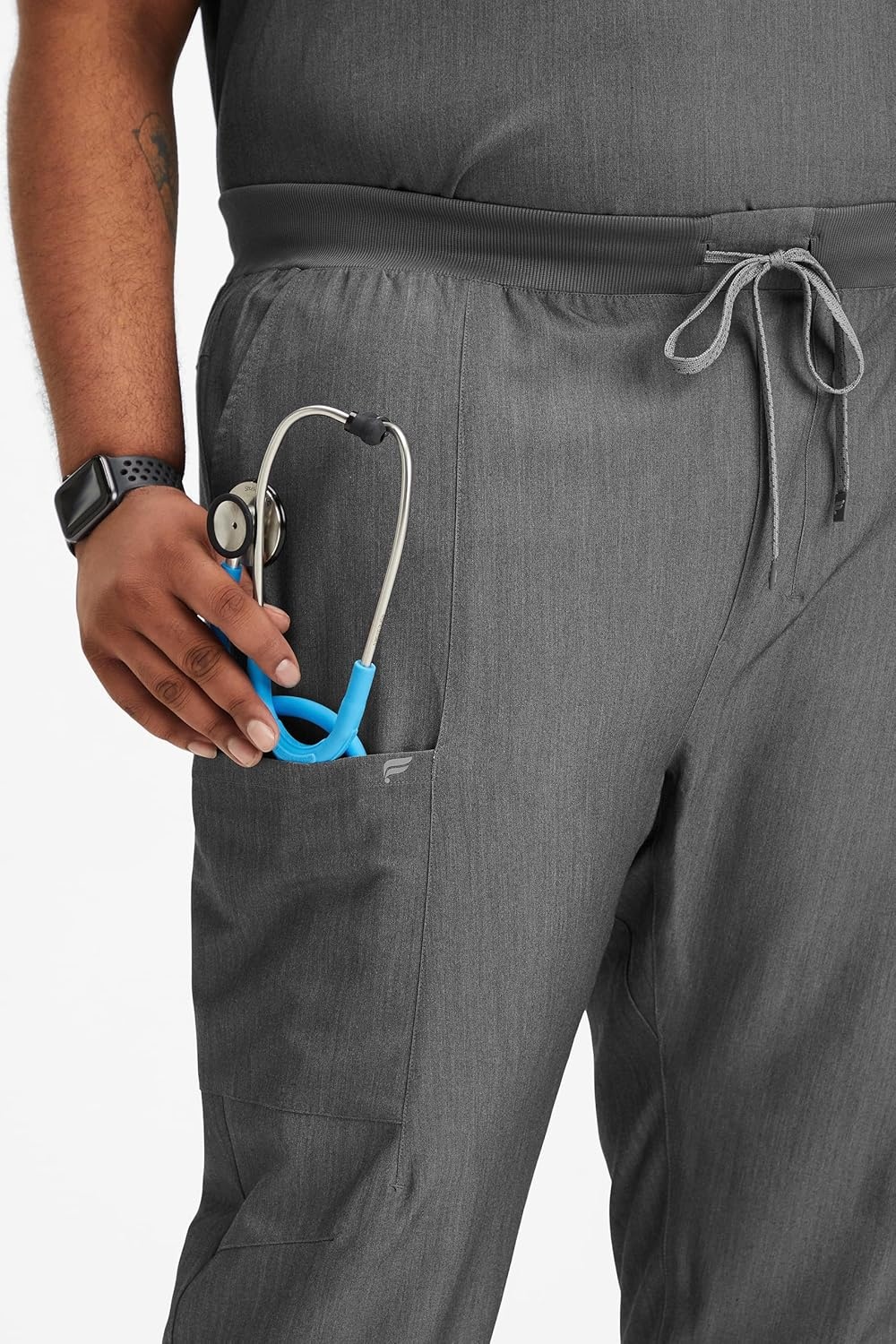 image:imageFabletics Mens AllShift 5Pocket Scrub Jogger MotionTech 4Way Stretch PocketPacked Lightweight SemiSlim FitHeather Grey