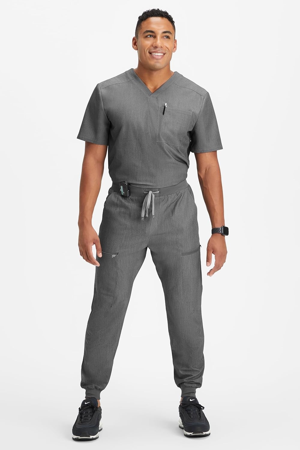 image:imageFabletics Mens AllShift 5Pocket Scrub Jogger MotionTech 4Way Stretch PocketPacked Lightweight SemiSlim FitHeather Grey