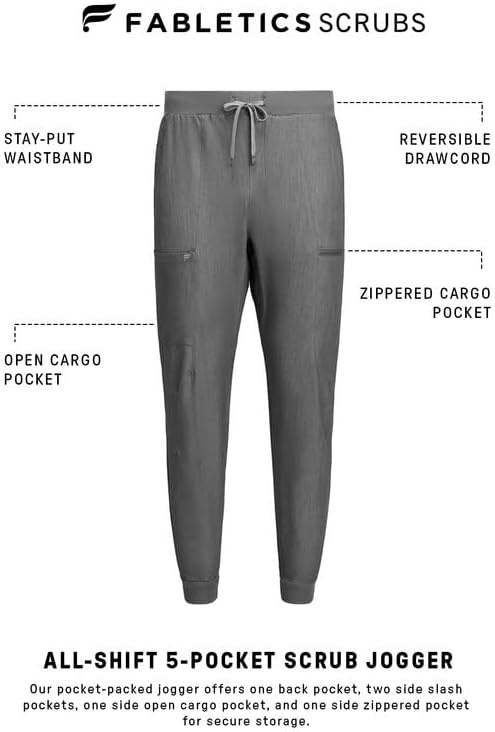 image:imageFabletics Mens AllShift 5Pocket Scrub Jogger MotionTech 4Way Stretch PocketPacked Lightweight SemiSlim FitHeather Grey