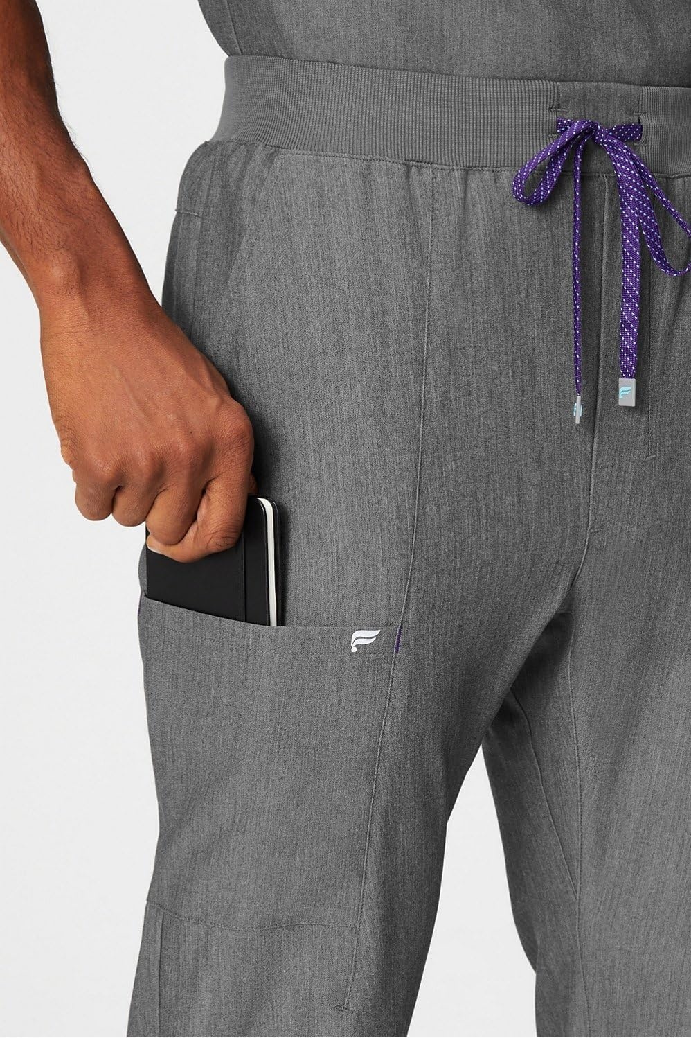 image:imageFabletics Mens AllShift 5Pocket Scrub Jogger MotionTech 4Way Stretch PocketPacked Lightweight SemiSlim FitHeather GreyUltraviolet