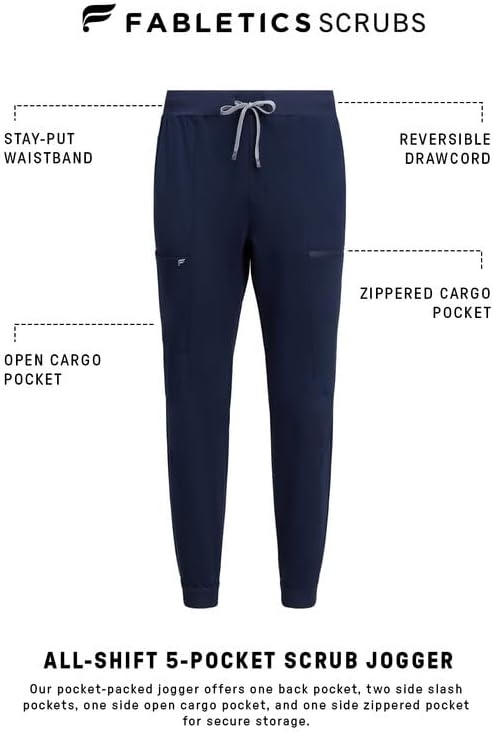 image:imageFabletics Mens AllShift 5Pocket Scrub Jogger MotionTech 4Way Stretch PocketPacked Lightweight SemiSlim FitNavy