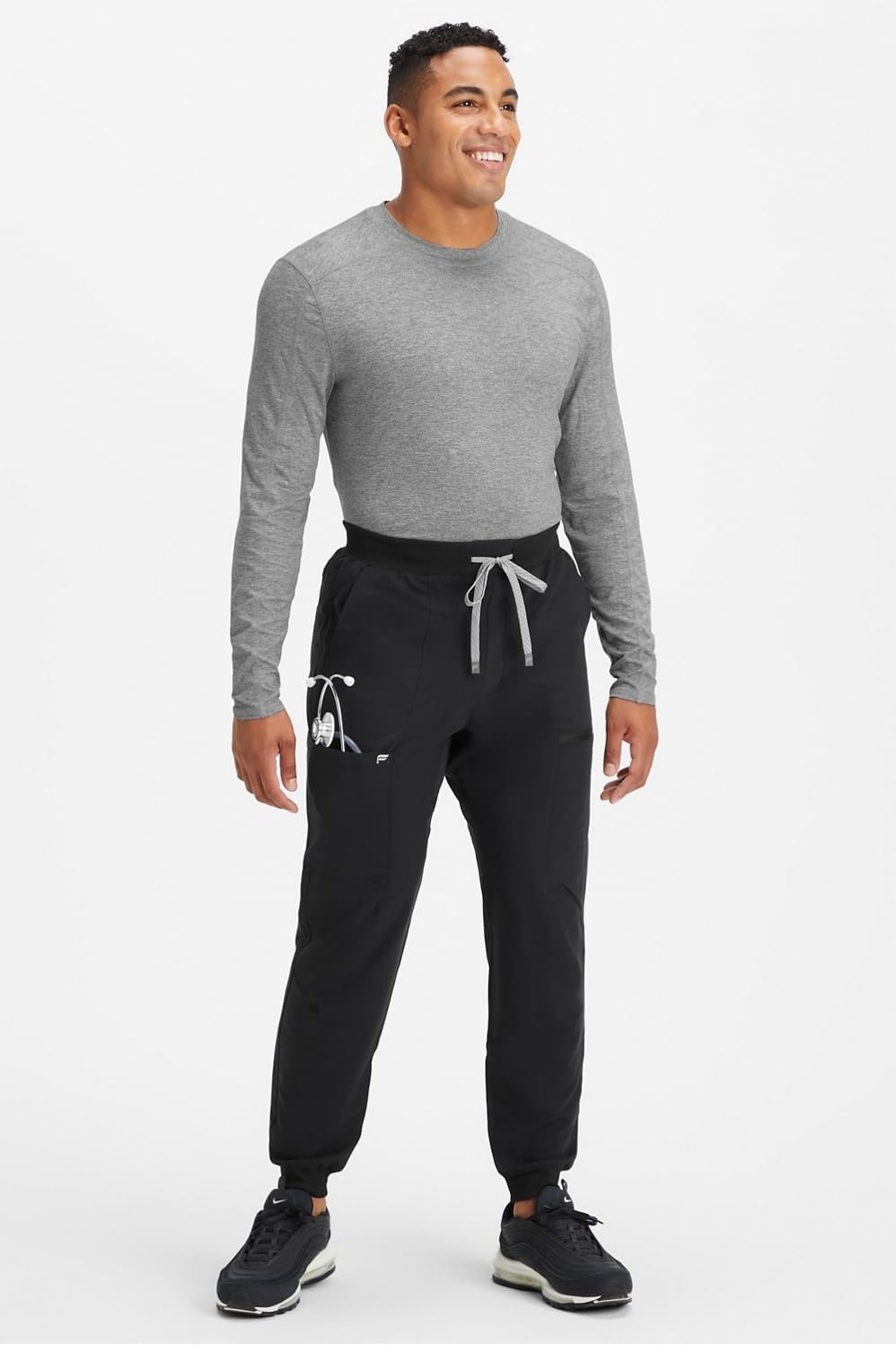 image:imageFabletics Mens Everyday LongSleeve UnderscrubHeather Grey