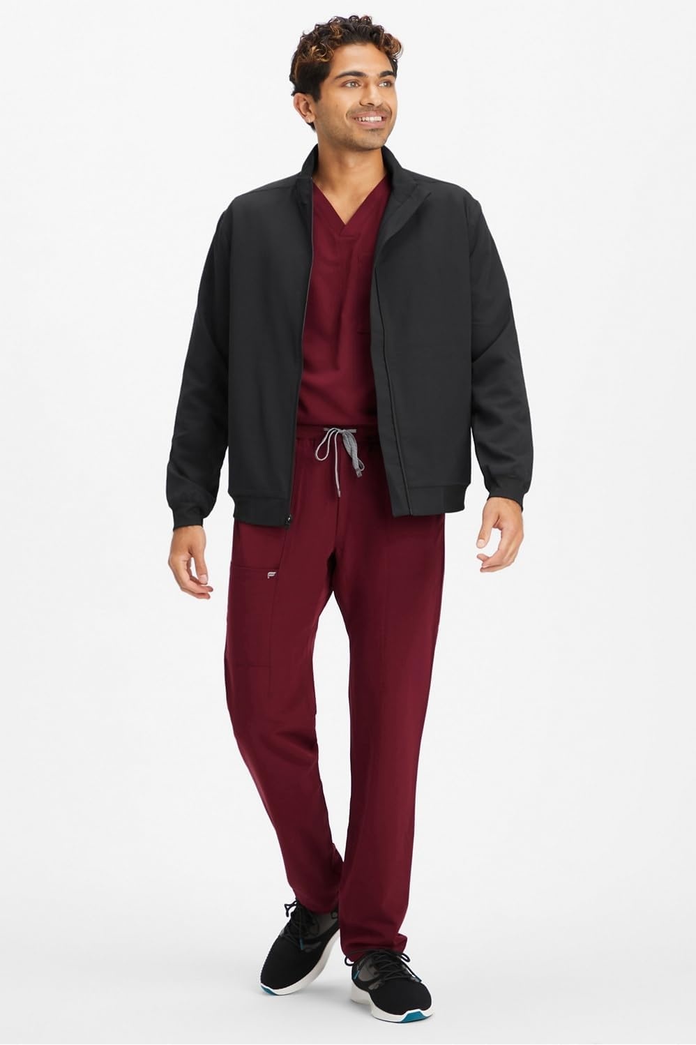 image:imageFabletics Mens Foundation 4Pocket Scrub Jacket MotionTech Lightweight Breathable WrinkleResist SemiSlim FitBlack