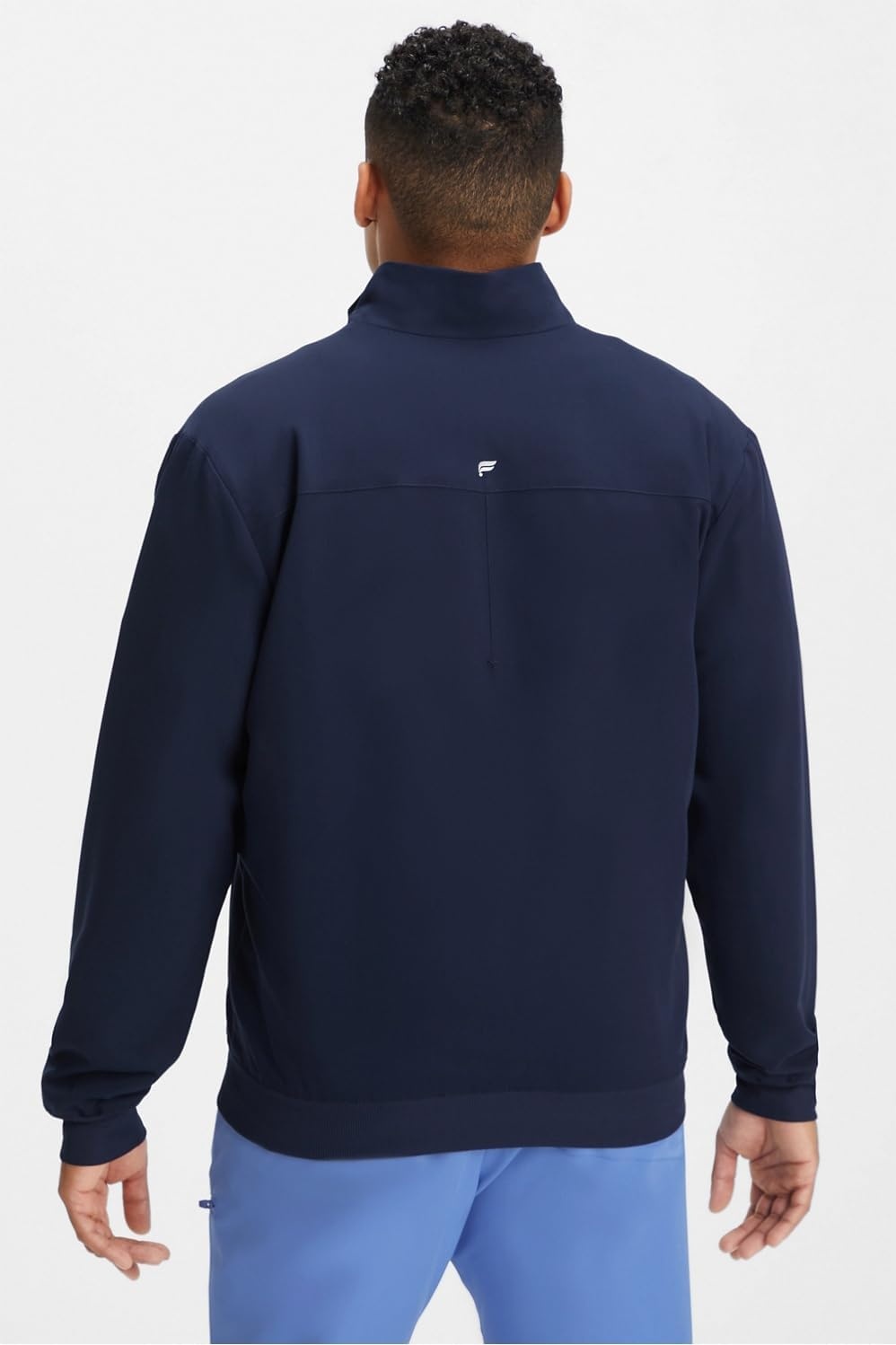 image:imageFabletics Mens Foundation 4Pocket Scrub Jacket MotionTech Lightweight Breathable WrinkleResist SemiSlim FitNavy