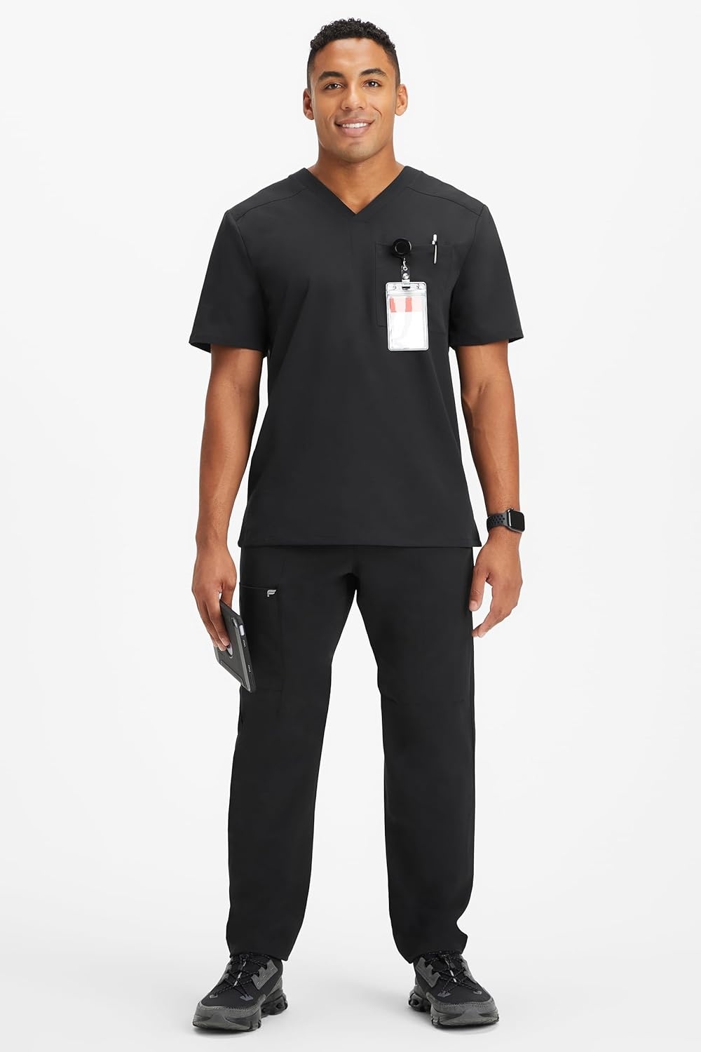 image:imageFabletics Mens Intake Scrub Pant MotionTech 4Way Stretch PocketPacked WrinkleResist SemiSlim FitBlack