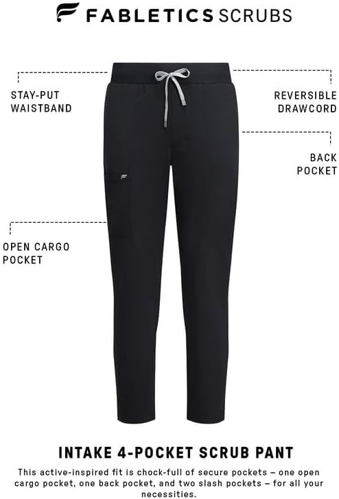 image:imageFabletics Mens Intake Scrub Pant MotionTech 4Way Stretch PocketPacked WrinkleResist SemiSlim FitBlack
