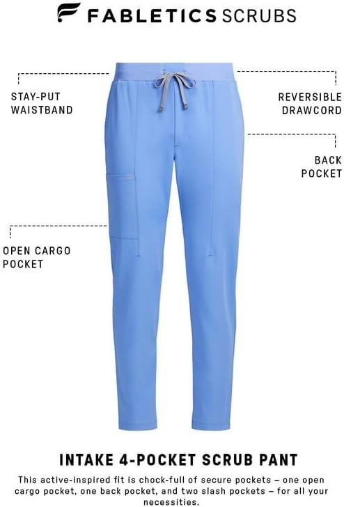 image:imageFabletics Mens Intake Scrub Pant MotionTech 4Way Stretch PocketPacked WrinkleResist SemiSlim FitCeil Blue