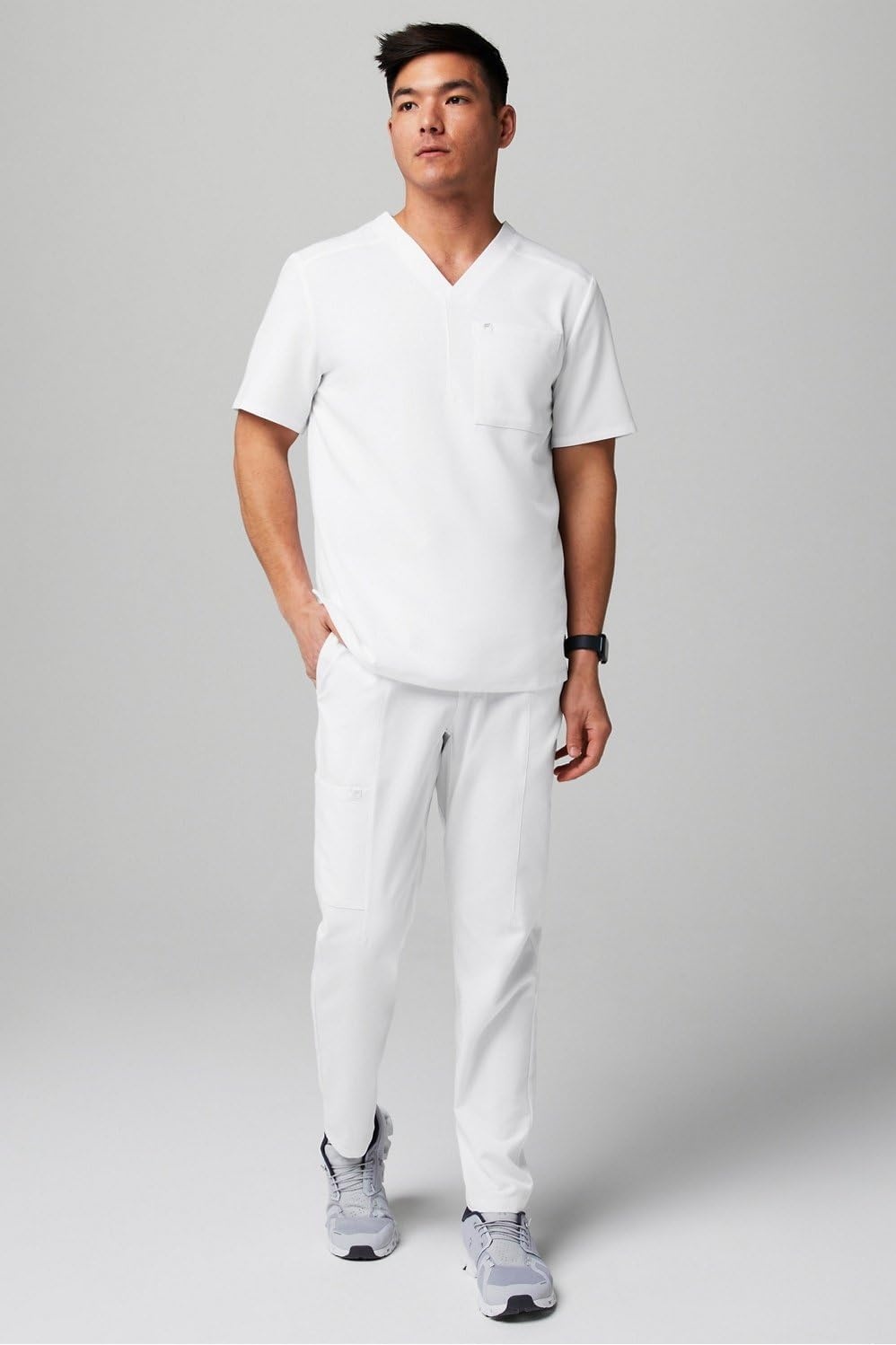 image:imageFabletics Mens Intake Scrub Pant MotionTech 4Way Stretch PocketPacked WrinkleResist SemiSlim FitClassic White