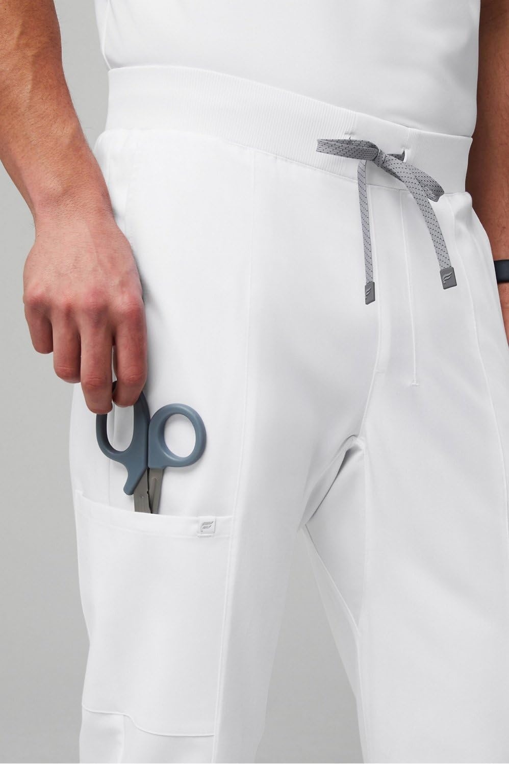 image:imageFabletics Mens Intake Scrub Pant MotionTech 4Way Stretch PocketPacked WrinkleResist SemiSlim FitClassic White