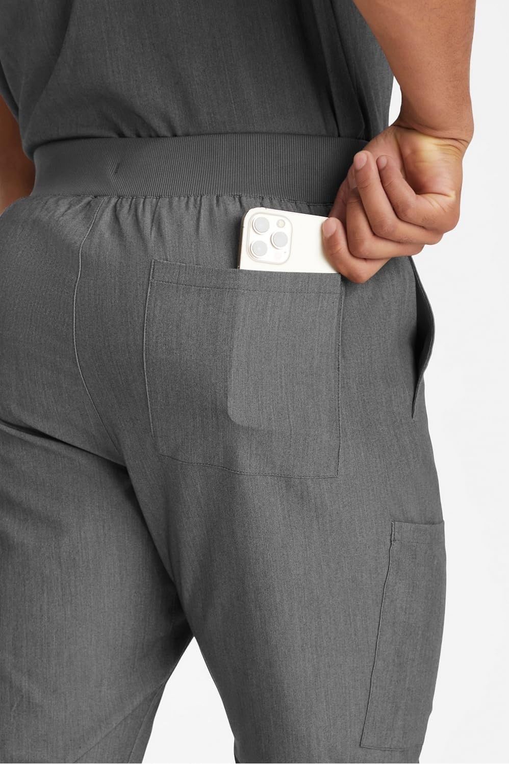 image:imageFabletics Mens Intake Scrub Pant MotionTech 4Way Stretch PocketPacked WrinkleResist SemiSlim FitHeather Grey