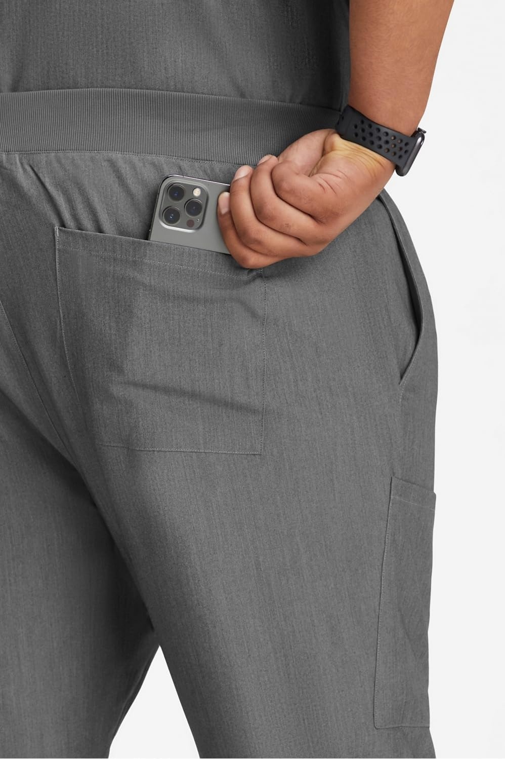 image:imageFabletics Mens Intake Scrub Pant MotionTech 4Way Stretch PocketPacked WrinkleResist SemiSlim FitHeather Grey