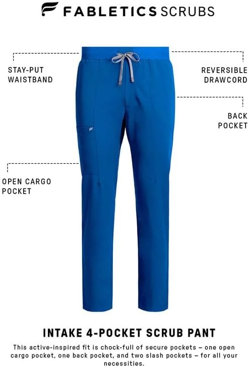 image:imageFabletics Mens Intake Scrub Pant MotionTech 4Way Stretch PocketPacked WrinkleResist SemiSlim FitRoyal Blue