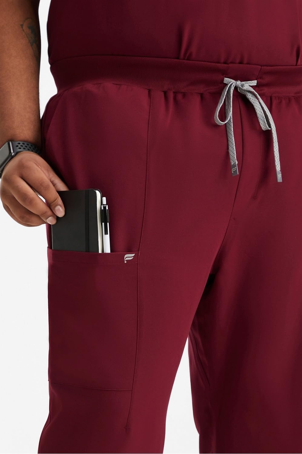 image:imageFabletics Mens Intake Scrub Pant MotionTech 4Way Stretch PocketPacked WrinkleResist SemiSlim FitWine