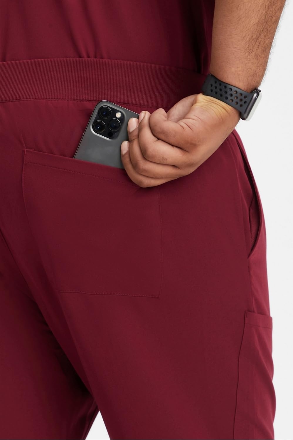 image:imageFabletics Mens Intake Scrub Pant MotionTech 4Way Stretch PocketPacked WrinkleResist SemiSlim FitWine