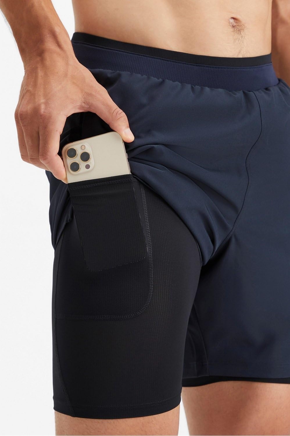 image:imageFabletics Mens The Fundamental Short II Lined Workout Running Training Gym Yoga Ultra LightweightClassic Navy