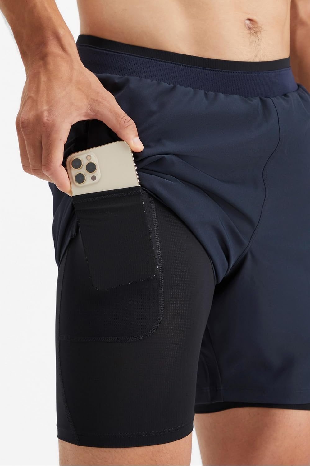 image:imageFabletics Mens The Fundamental Short II Lined Workout Running Training Gym Yoga Ultra LightweightClassic Navy