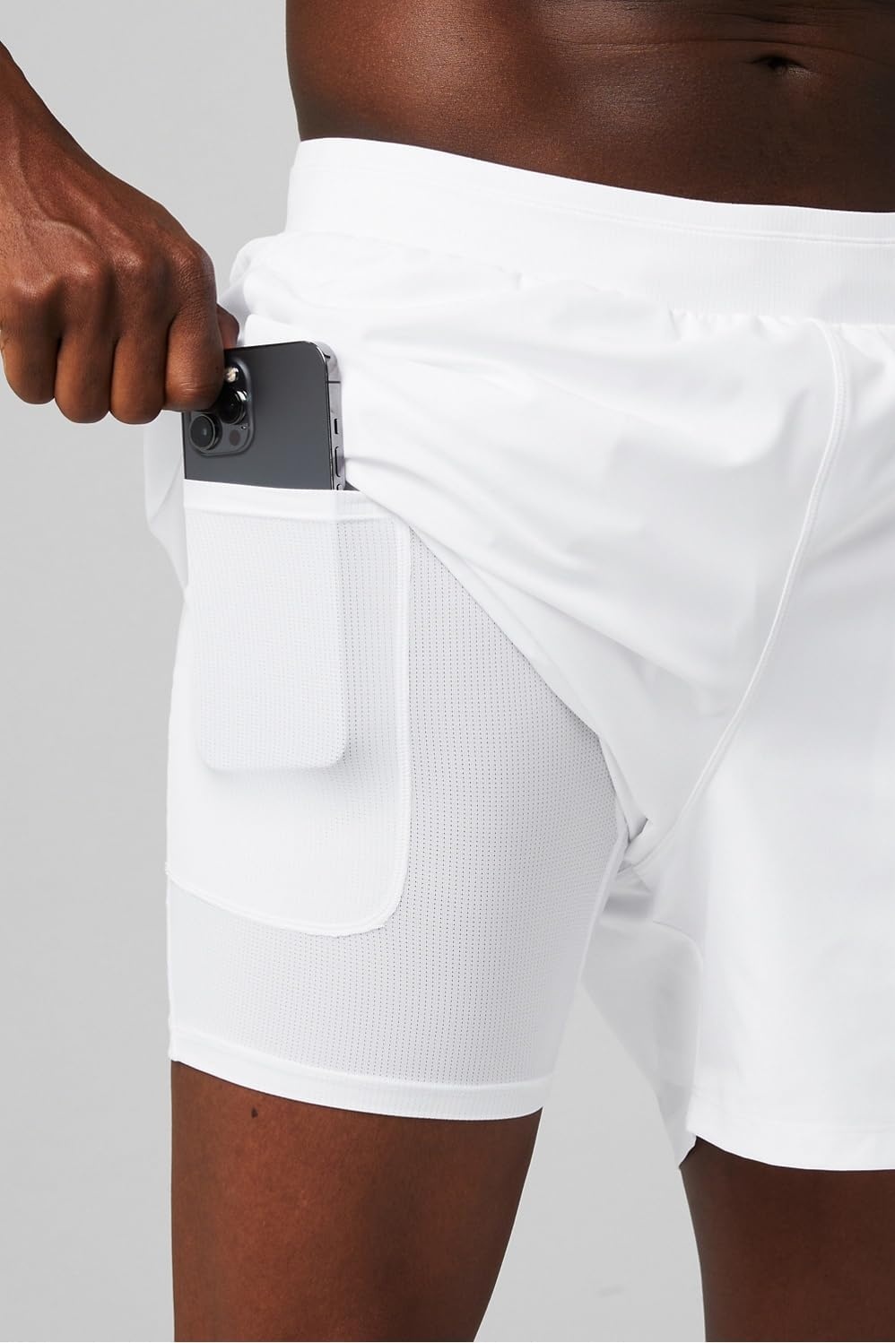 image:imageFabletics Mens The Fundamental Short II Lined Workout Running Training Gym Yoga Ultra LightweightClassic White