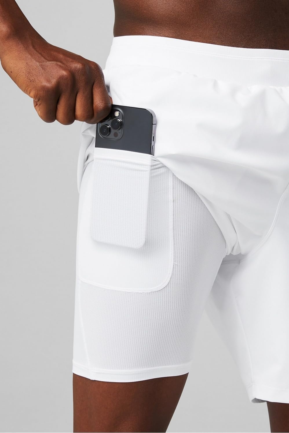 image:imageFabletics Mens The Fundamental Short II Lined Workout Running Training Gym Yoga Ultra LightweightClassic White