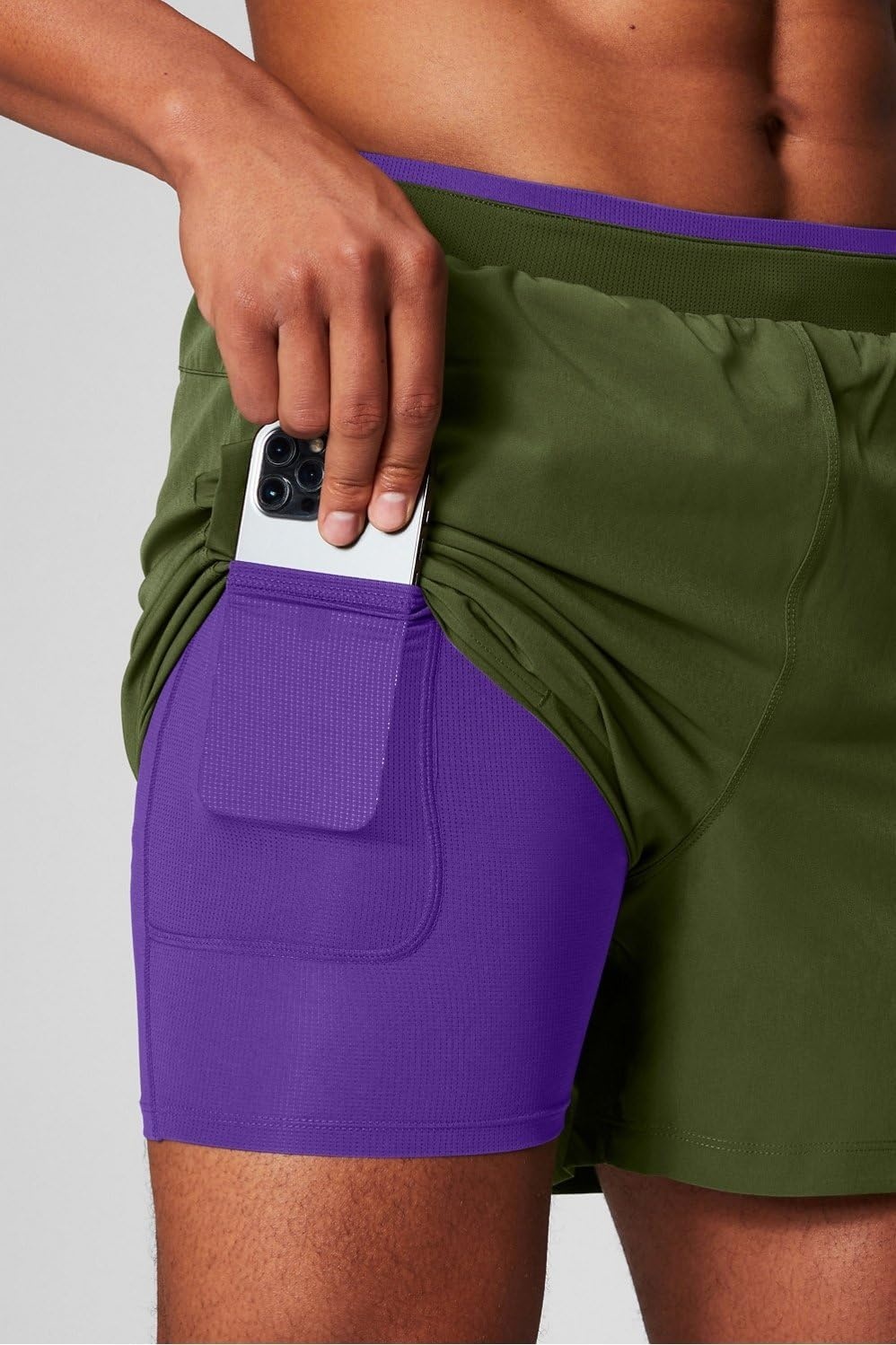 image:imageFabletics Mens The Fundamental Short II Lined Workout Running Training Gym Yoga Ultra LightweightDark Moss