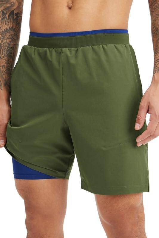 image:imageFabletics Mens The Fundamental Short II Lined Workout Running Training Gym Yoga Ultra LightweightDark Moss