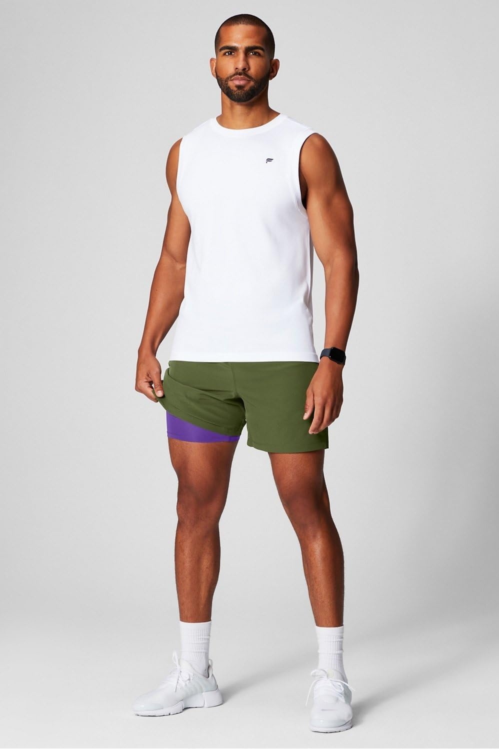 image:imageFabletics Mens The Fundamental Short II Lined Workout Running Training Gym Yoga Ultra LightweightDark Moss