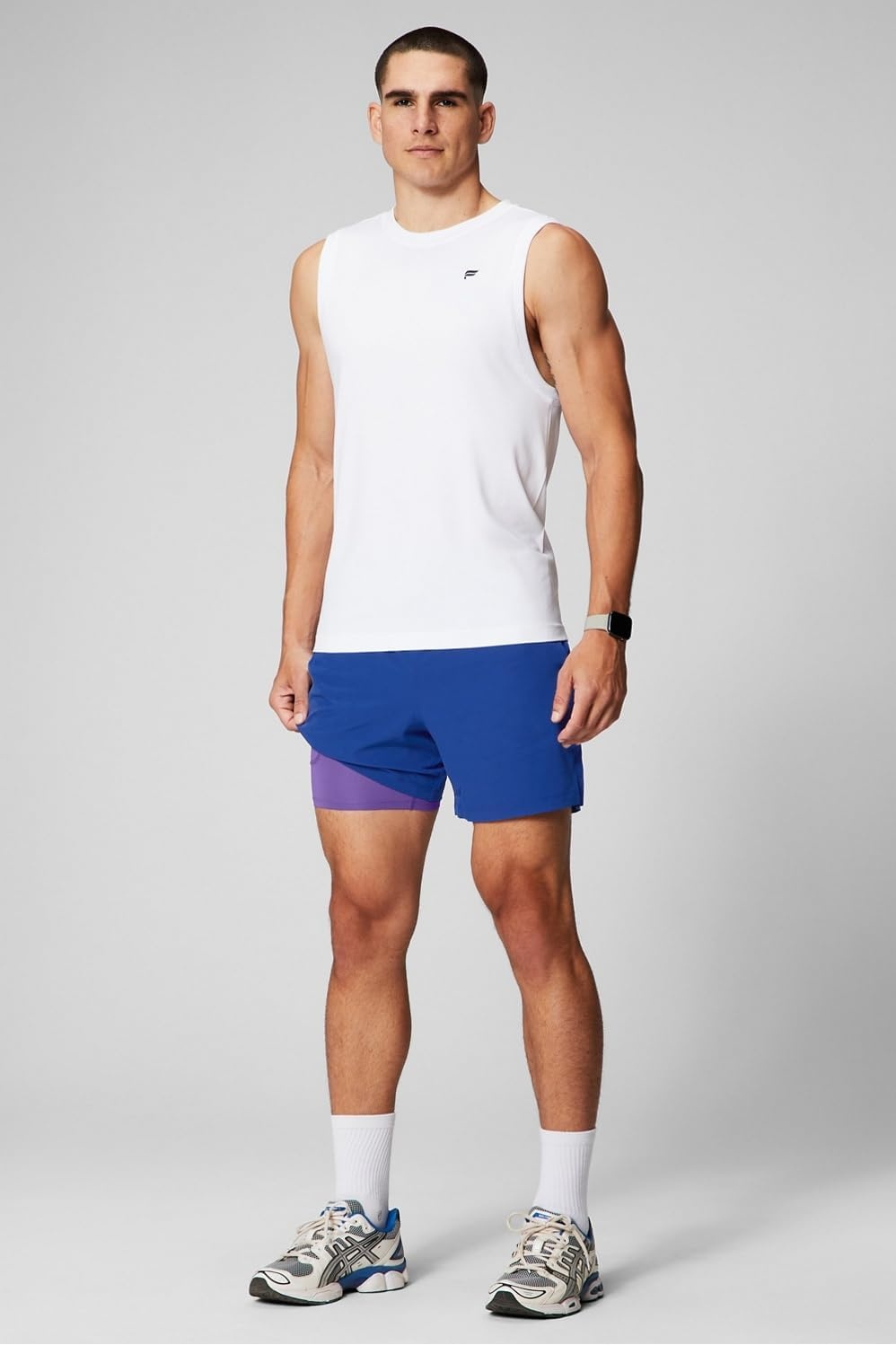 image:imageFabletics Mens The Fundamental Short II Lined Workout Running Training Gym Yoga Ultra LightweightFrench Blue