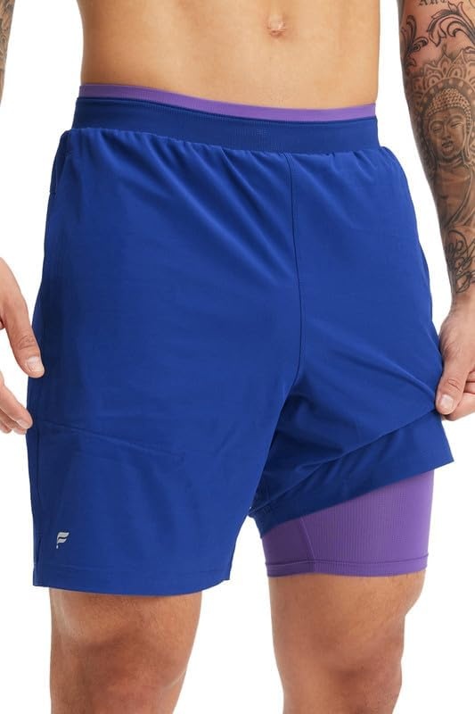 image:imageFabletics Mens The Fundamental Short II Lined Workout Running Training Gym Yoga Ultra LightweightFrench Blue