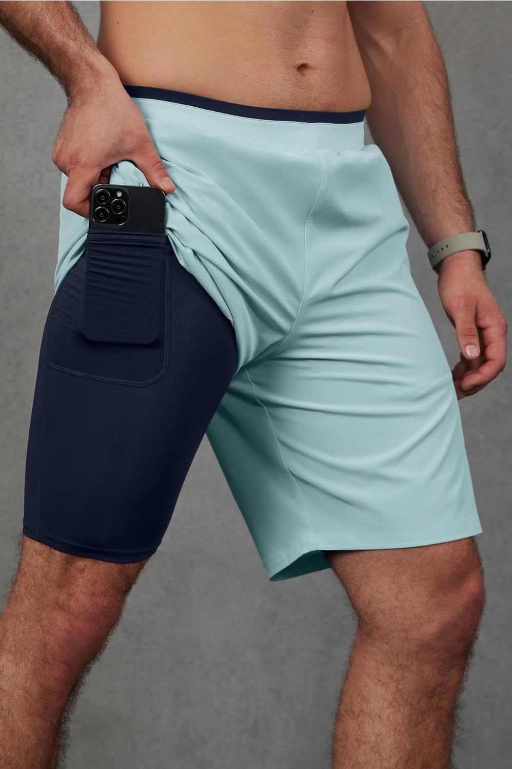 image:imageFabletics Mens The Fundamental Short II Lined Workout Running Training Gym Yoga Ultra LightweightNordic Blue