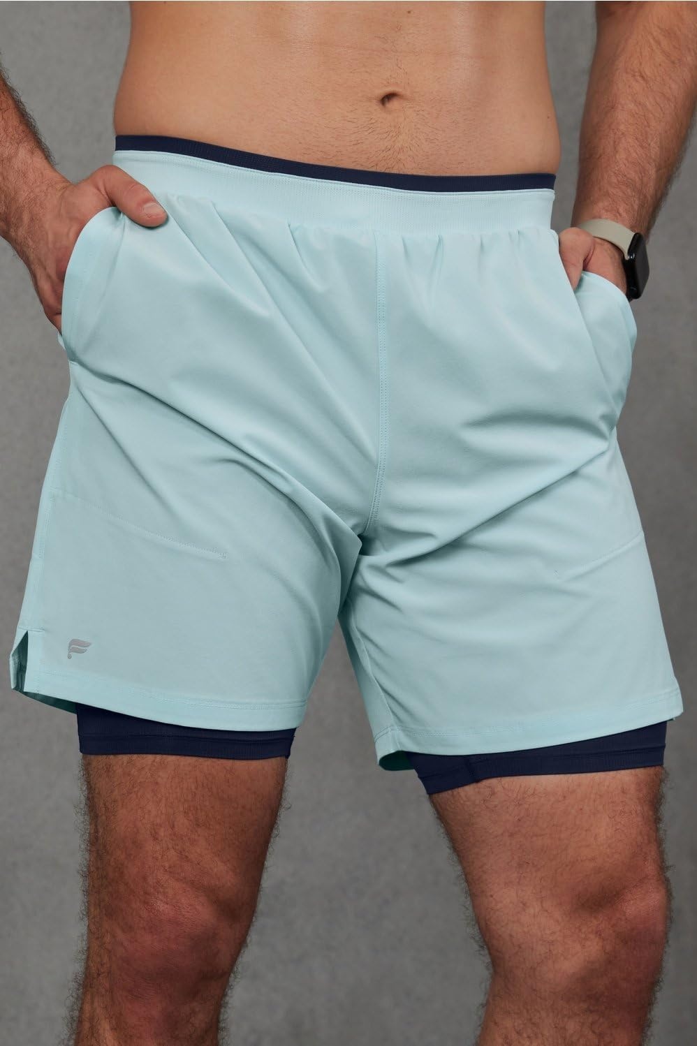 image:imageFabletics Mens The Fundamental Short II Lined Workout Running Training Gym Yoga Ultra LightweightNordic Blue