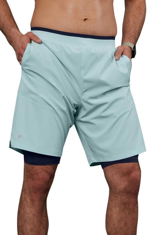 image:imageFabletics Mens The Fundamental Short II Lined Workout Running Training Gym Yoga Ultra LightweightNordic Blue
