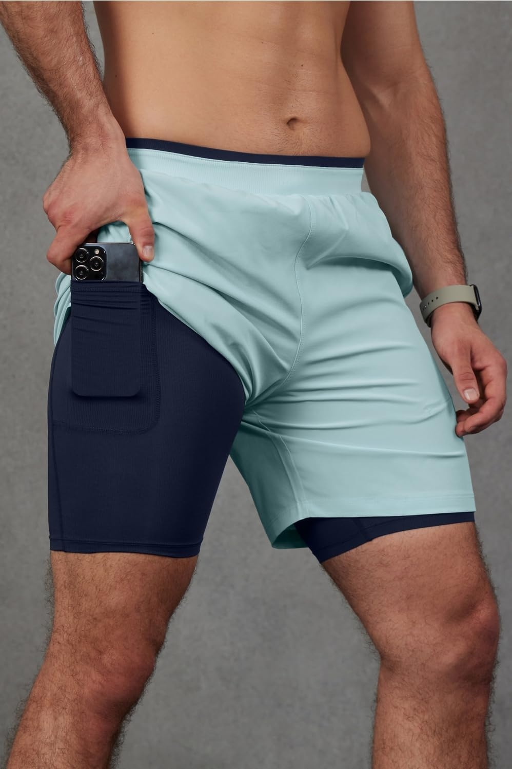 image:imageFabletics Mens The Fundamental Short II Lined Workout Running Training Gym Yoga Ultra LightweightNordic Blue