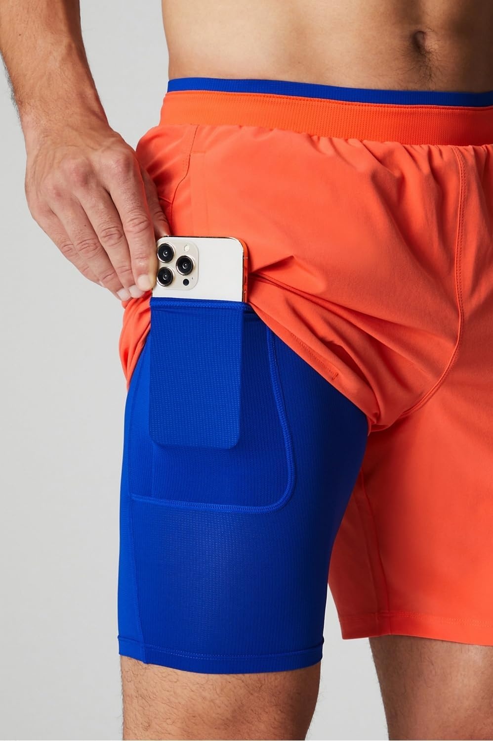 image:imageFabletics Mens The Fundamental Short II Lined Workout Running Training Gym Yoga Ultra LightweightPassion Orange