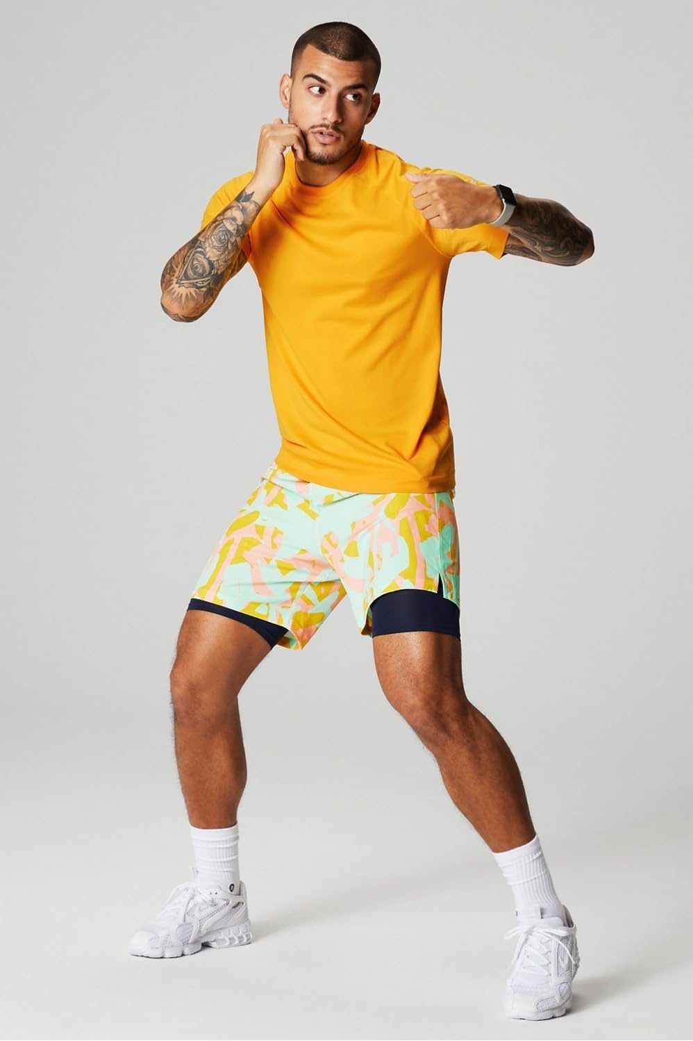 image:imageFabletics Mens The Fundamental Short II Lined Workout Running Training Gym Yoga Ultra LightweightPeach Kiss Organic Blobs