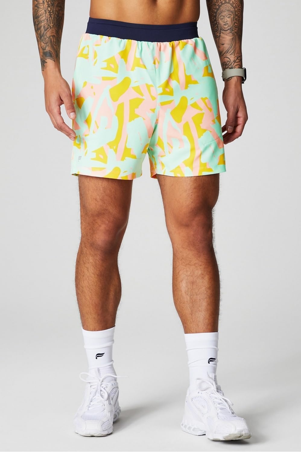 image:imageFabletics Mens The Fundamental Short II Lined Workout Running Training Gym Yoga Ultra LightweightPeach Kiss Organic Blobs