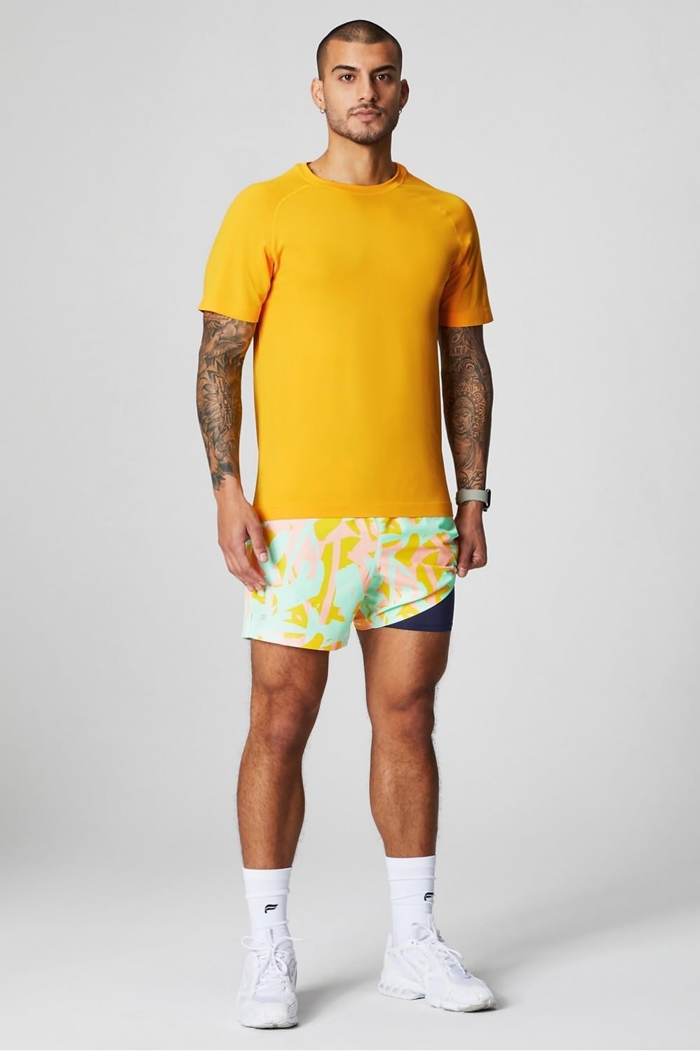 image:imageFabletics Mens The Fundamental Short II Lined Workout Running Training Gym Yoga Ultra LightweightPeach Kiss Organic Blobs