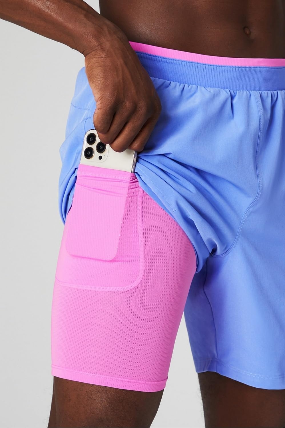 image:imageFabletics Mens The Fundamental Short II Lined Workout Running Training Gym Yoga Ultra LightweightPeriwinkle Punch
