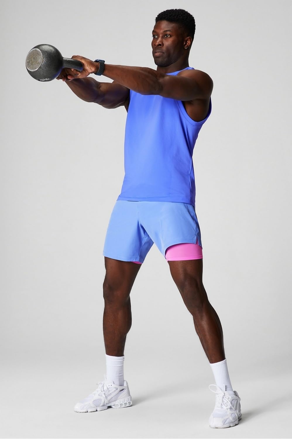 image:imageFabletics Mens The Fundamental Short II Lined Workout Running Training Gym Yoga Ultra LightweightPeriwinkle Punch
