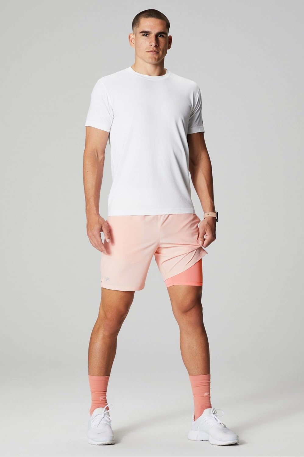 image:imageFabletics Mens The Fundamental Short II Lined Workout Running Training Gym Yoga Ultra LightweightPink Buttercream