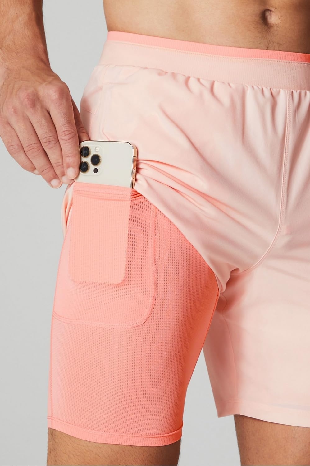 image:imageFabletics Mens The Fundamental Short II Lined Workout Running Training Gym Yoga Ultra LightweightPink Buttercream