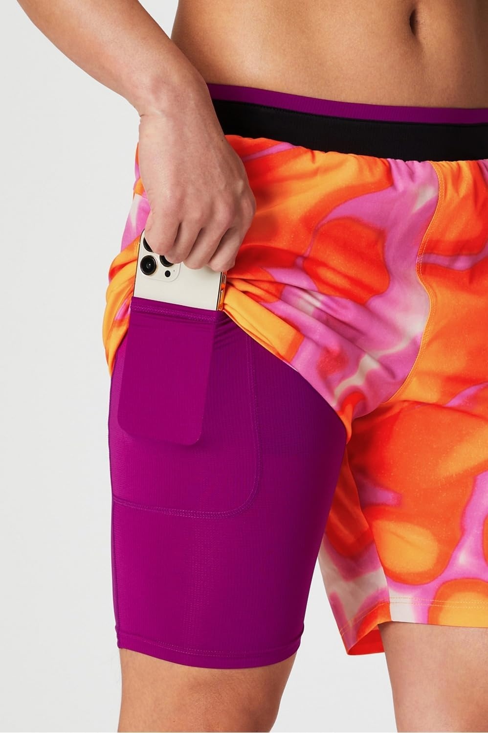 image:imageFabletics Mens The Fundamental Short II Lined Workout Running Training Gym Yoga Ultra LightweightPink Escape Summer Madness