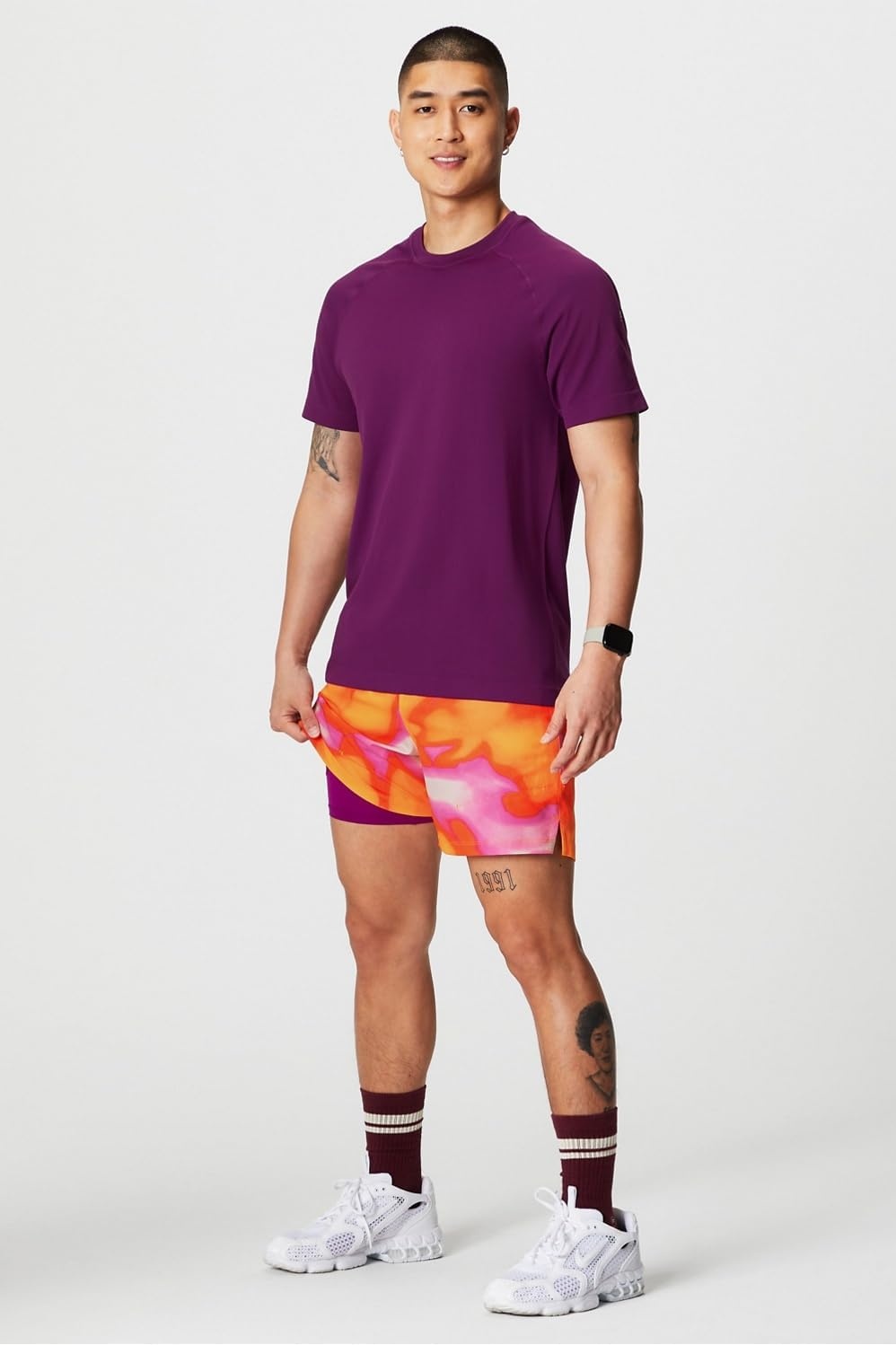 image:imageFabletics Mens The Fundamental Short II Lined Workout Running Training Gym Yoga Ultra LightweightPink Escape Summer Madness