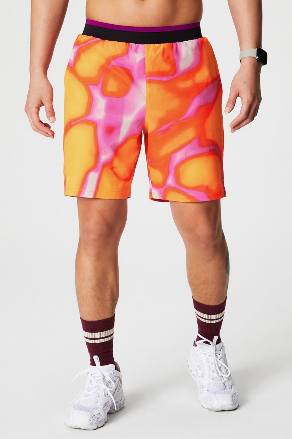 image:imageFabletics Mens The Fundamental Short II Lined Workout Running Training Gym Yoga Ultra LightweightPink Escape Summer Madness