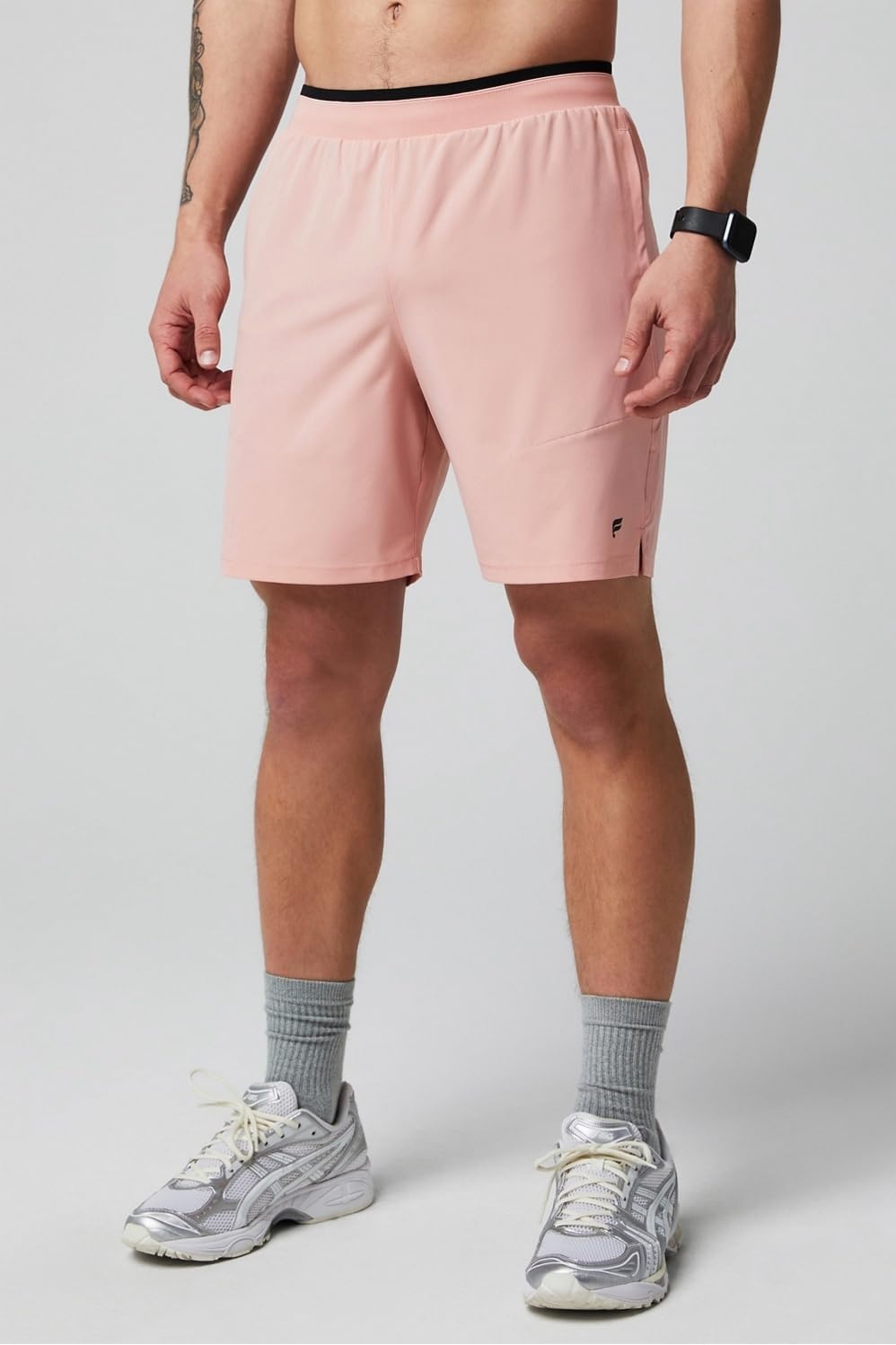 image:imageFabletics Mens The Fundamental Short II Lined Workout Running Training Gym Yoga Ultra LightweightPink Slate