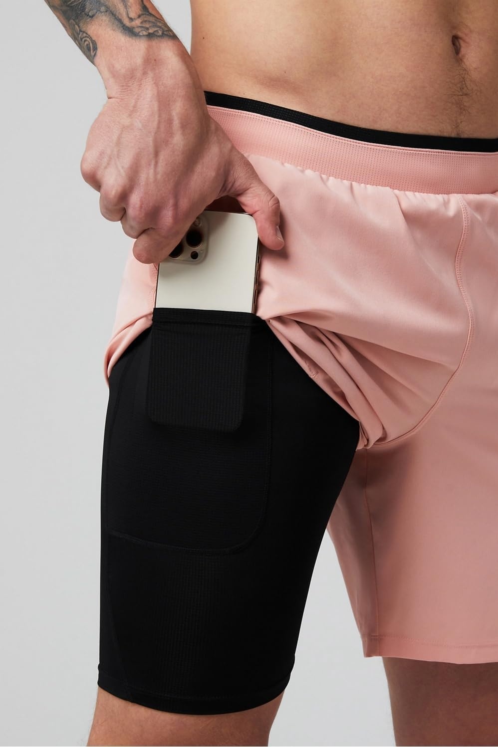 image:imageFabletics Mens The Fundamental Short II Lined Workout Running Training Gym Yoga Ultra LightweightPink Slate